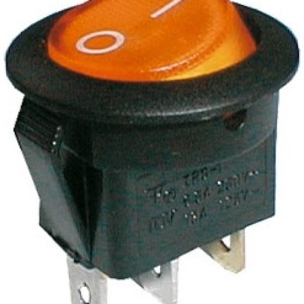 Interruptor Redondo Luminoso ON - OFF 250V/6A - Laranja