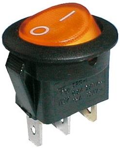 Interruptor Redondo Luminoso ON - OFF 250V/6A - Laranja