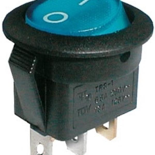 Interruptor Redondo Luminoso ON - OFF 250V/6A - Azul