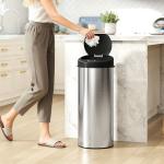 Balde de Lixo de Cozinha Automático 55 L em Aço Inoxidável com Sensor Infravermelho Fechamento Suave 32x30x78,5 cm Prateado