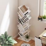 Estante em Forma de Árvore de 9 Níveis Estante de Livros com 9 Prateleiras e Estrutura de Aço 50x24x136 cm Branco