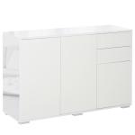 Aparador de Sala de Estar com 3 Portas 2 Gavetas e Prateleira Interior Ajustável Móvel Auxiliar de Armazenamento para Cozinha Dormitório Anti - Rolamento 117x36x74cm Branco