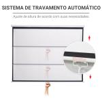 Tela de Projeção Manual 120 Polegadas Ecrã de Projeção Formato 4:3/16:9 para Interior e Exterior Cinema em Casa Escritório Pátio Branco