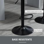 Conjunto de Bancos de Bar Estofados em PU Bancos Altos de Sala de Jantar com Altura Ajustável 46,5x51x86 - 106 cm Cinzento