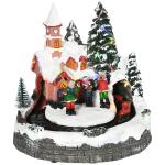 Aldeia de Natal com Luzes LED Trem Giratório e Música Decoração de Natal 20x19,5x20cm Multicor