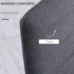 Conjunto de 4 Cadeiras de Sala de Jantar Estofadas em Linho e Pés de Metal para Cozinha Carga Máxima 120kg 41x50x97cm Cinza