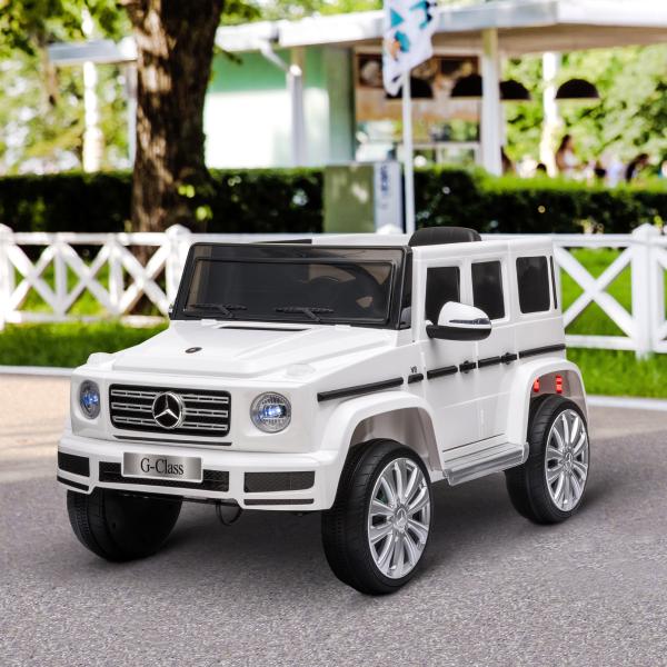 Carro Elétrico BENZ G500 Todo - o - Terreno com Bateria 12V Veículo Elétrico com Música Buzina Velocidade 3 - 5 km/h Branco