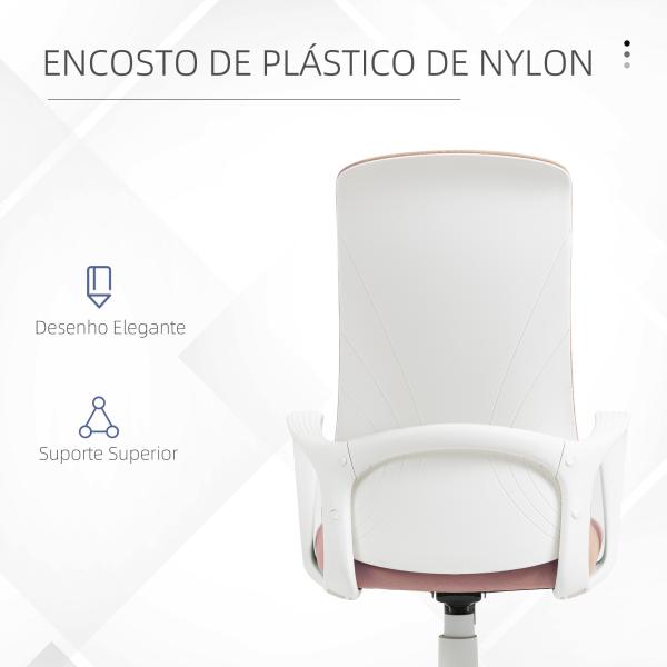 Cadeira de Escritório Ergonómica com Altura Ajustável Função de Inclinação e Encosto Alto 62x56x110 - 119,5 cm Rosa