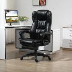 Cadeira de Escritório e Giratória Cadeira de Escritório com Altura Ajustável 6 Pontos de Massagem Controle Remoto e Apoio para os Pés Retrátil 68,5x68,5x119 - 127cm Preto