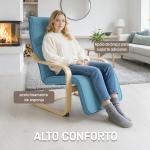 Poltrona Relax com Apoio para os Pés Ajustáveis Poltrona Estofada em Tecido com Estrutura de Madeira 66,5x94x100 cm Azul