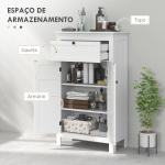 Armário Casa de Banho Móvel Casa de Banho com Gaveta 2 Portas e Prateleira Ajustável 60x30x102,5 cm Branco