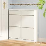 Sapateira Estreita com 4 Portas Sapateira para Entrada com 2 Gavetas para 8 Pares de Sapatos 98x19,2x95,3 cm Branco