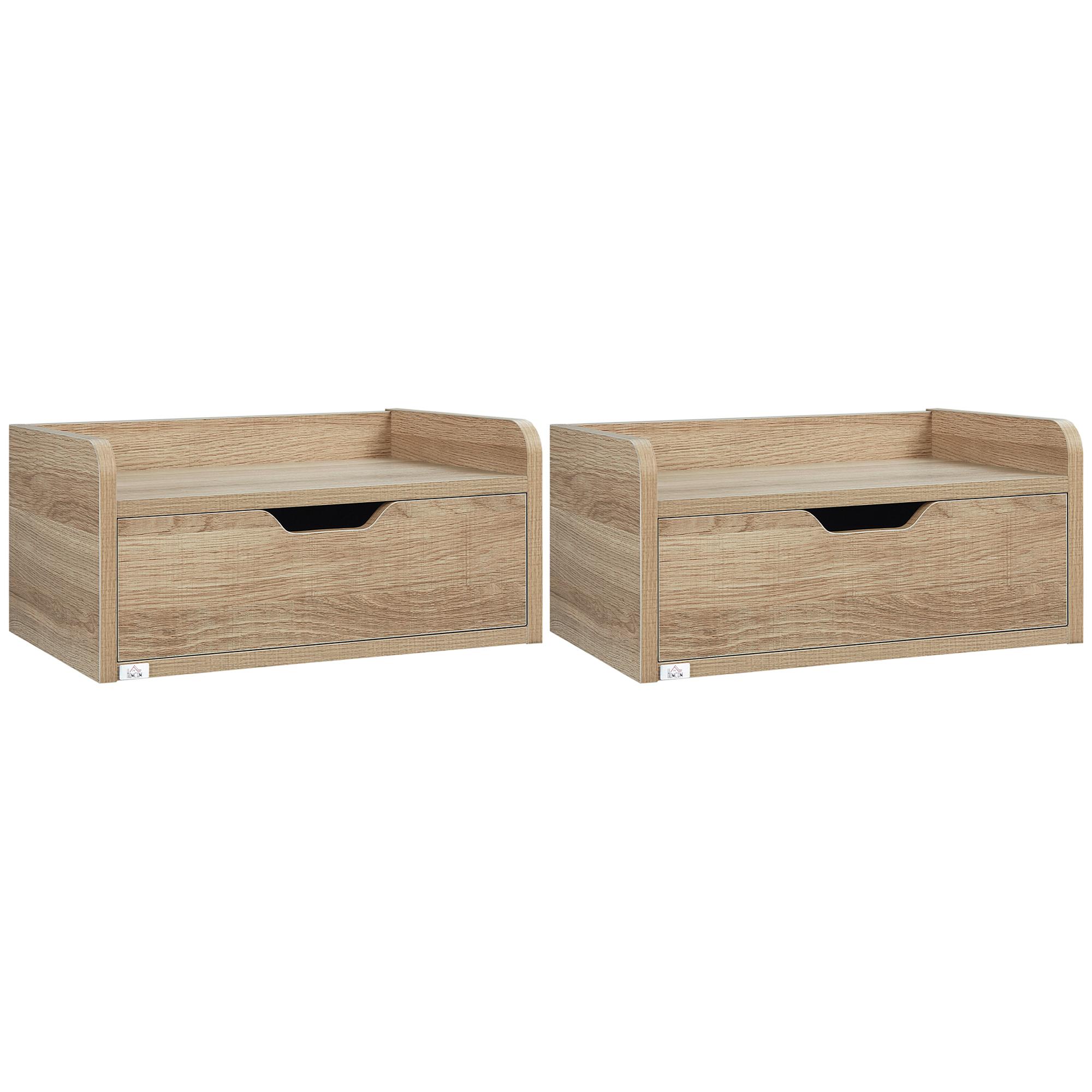 Conjunto de 2 Mesas de Cabeceira de Parede Mesas de Cabeceira Flutuantes com 1 Gaveta 40x30x19,5 cm Madeira