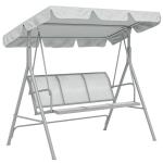 Baloiço Jardim de 3 Lugares com Toldo Ajustável Encosto Respirável e Estrutura de Metal Carga 240kg 171x108x154cm Cinza