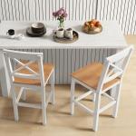 Conjunto de 2 Bancos de Bar de Madeira com Encosto e Apoio para os Pés Estilo Rústico para Cozinha 41x46x97.5 cm Natural