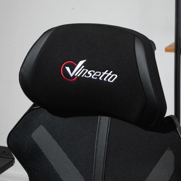 Cadeira de Gaming com Apoio para os Pés Retrátil Cadeira de Escritório Reclinável com Apoio para a Cabeça e Altura Ajustável 65x65x119 - 129cm Preto
