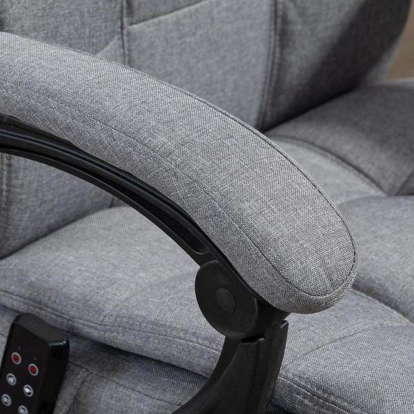 Cadeira de Escritório com 6 Pontos de Massagem 5 Modos Reclinável 155° com Função de Aquecimento 66x76x112 - 120 cm Cinza