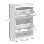 Móvel Sapateira Branco Sapateira Estreita com 2 Portas e Prateleira Ajustável para 10 Pares de Sapatos 54x24x82,5 cm Branco
