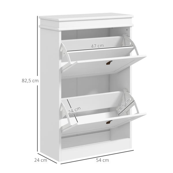 Móvel Sapateira Branco Sapateira Estreita com 2 Portas e Prateleira Ajustável para 10 Pares de Sapatos 54x24x82,5 cm Branco