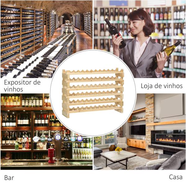 Suporte para Garrafas de Vinho para 72 Garrafas Garrafeira com 6 Níveis Suporte para Vinhos Vertical 114x28x85 cm Madeira
