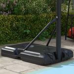 Tabela de Basquetebol de Exterior com Altura Ajustável 235 - 264 cm Suporte para Bola Rodas e Base Recarregável Preto