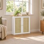 Cobre - radiador com 2 Portas em Rotim para Sala e Quarto 78x19x75 cm Branco