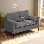 Sofá de 2 Lugares Revestido em Veludo Sofá Moderno com Pés de Metal Apoios de Braços Acolchoados 130x77x84 cm Cinza