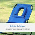 Espreguiçadeira Dobrável com Encosto Ajustável em 4 Posições Espreguiçadeira de Jardim com Almofada Estrutura de Aço Tecido Oxford para Acampamento Praia Terraço 190x56x28cm Azul