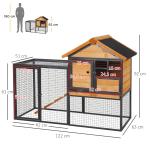 Coelheira para pequenos animais de estimação de 2 níveis com rampa e bandeja removível 122x63x92 cm madeira e cinza
