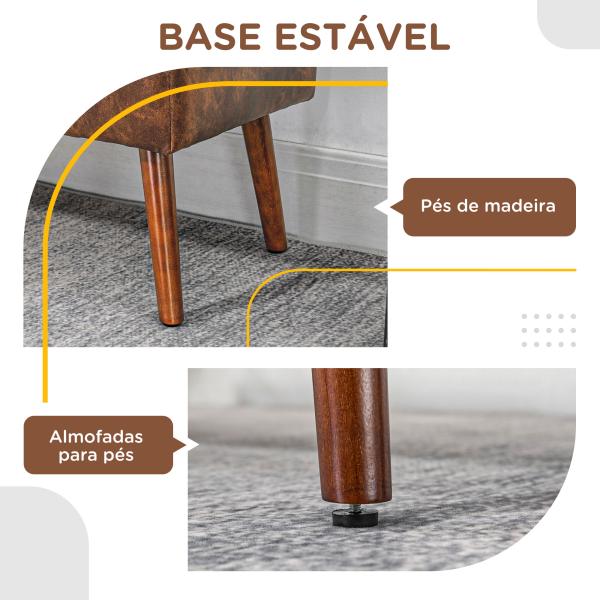 Banco de Pé de Cama Multifuncional Clássico Banco Dormitório com Pés de Madeira e Assento Acolchoado 114x38x42 cm Marrom