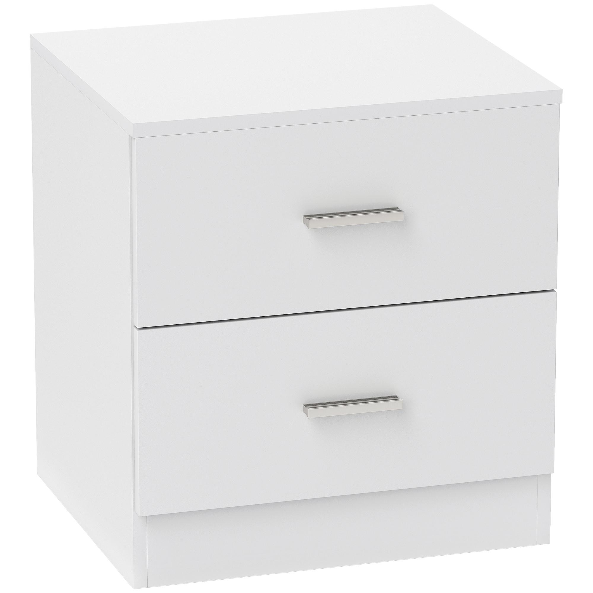 Mesa de Cabeceira Moderna Mesinha de Cabeceira com 2 Gavetas para Sala Quarto Capacidade 30 kg 45x39,5x49 cm Branco