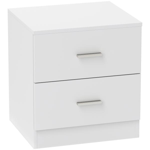 Mesa de Cabeceira Moderna Mesinha de Cabeceira com 2 Gavetas para Sala Quarto Capacidade 30 kg 45x39,5x49 cm Branco