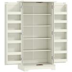 Armário Despenseiro de Cozinha com 2 Portas, 16 Prateleiras e Prateleira Ajustável para Sala de Jantar e Sala de Estar, 60x40x120 cm, Creme