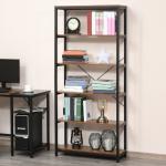 Estante estilo industrial com 6 prateleiras abertas para sala de estar Escritório 80x30x180 cm Castanho Rústico