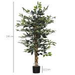 Ficus Artificial com Troncos Planta Artificial com Vaso e 702 Folhas Realistas para Ø15x130 cm Verde