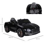 Bentley GT elétrico licenciado para crianças de 3 - 5 anos 2 velocidades com controle remoto farois musica preto