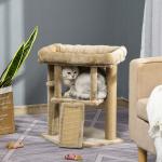 Árvore Arranhador para Gatos Pequenos Arranhador para Gatos com Poste de Juta Rampa Caverna e Bola Suspensa 40x40x57 cm Areia