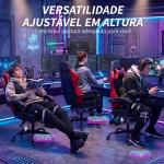 Cadeira Gamer com Massagem Lombar Vibratória Reclinável 155° Altura Ajustável Apoio de Cabeça e Apoio para os Pés Retrátil Vermelho