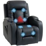 Poltrona de Massagem Reclinável até 145° com 8 Pontos de Massagem por Vibração Função de Aquecimento 82x99x103 cm Preto