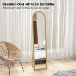 Espelho de Pé 160x40 cm com Moldura Efeito Pedra Espelho de Corpo Inteiro Retangular para Pendurar Bege