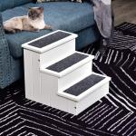Escada para Animais de Estimação de 3 Degraus com Armazenamento e Tapete Antiderrapante 40,5x44,5x38 cm Branco