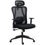 Cadeira de Escritório com Apoio para os Braços 2D Cadeira de Escritório com Altura Ajustável Apoio para a Cabeça Suporte Lombar Alto 67x64x117 - 127cm Preto