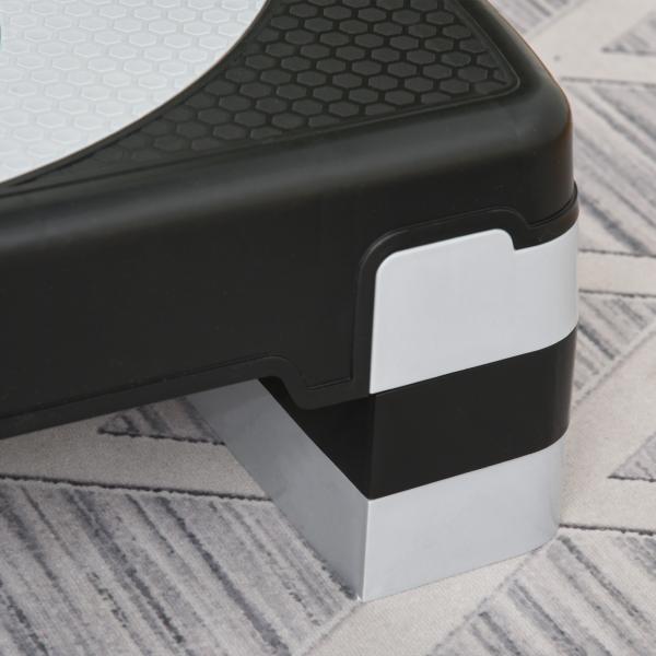 Step para Exercício Aeróbico Plataforma Step com Altura Ajustável em 3 Níveis com Carga Máxima 150kg para Exercício em Academia Casa 80x31x10 - 20cm Preto e Branco