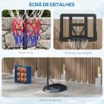 Tabela de Basquetebol com Altura Ajustável 216 - 277 cm Aro de Basquetebol para Exterior com Rodas e Base Recarregável Preto