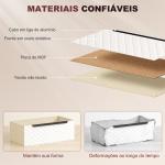 Cómoda com 2 Gavetas de Tecido Frentes com Padrão de Diamante Móvel de Arrumação 59,5x30x54 cm Madeira e Branco