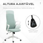 Cadeira de Escritório Ergonómica com Altura Ajustável Função de Inclinação e Encosto Alto 62x56x110 - 119,5 cm Verde