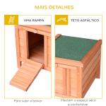 Coelheira de Madeira Exterior Coelheira para Roedores Animais de Estimação Pequenos com Teto Asfáltico e Rampa Antiderrapante 51x42x43cm Madeira