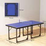 Mesa de Ping Pong Dobrável Mesa de Ping Pong Profissional com Rede e Estrutura de Aço para Interior e Exterior 182x91x76 cm Azul