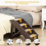 Escada Dobrável para Animais de Estimação de 4 Degraus Portátil com Tapetes Antiderrapantes 62x38x49,5cm Marrom Escuro