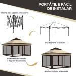 Tenda Dobrável 3,26x3,26x2,72 m com Altura Ajustável 4 Painéis de Malha Proteção UV30+ e Bolsa de Transporte Cinza